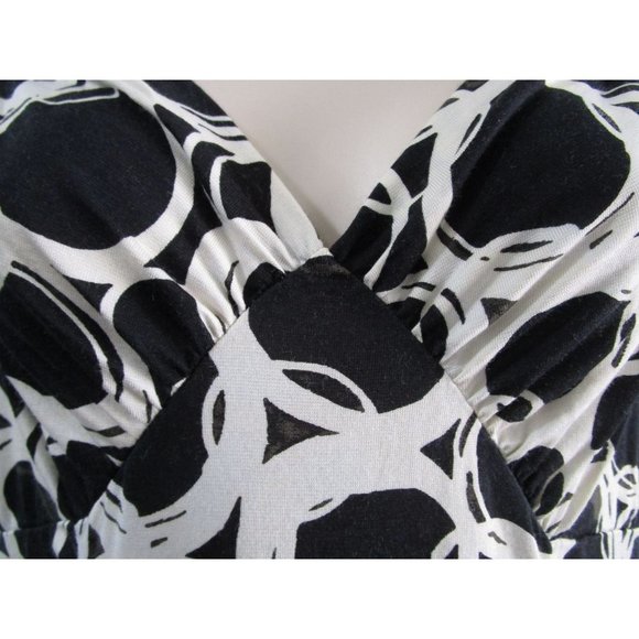Banana Republic Silk Blend Jersey Abstract Fit Flare Dress Black White Sz S EUC - Picture 7 of 13